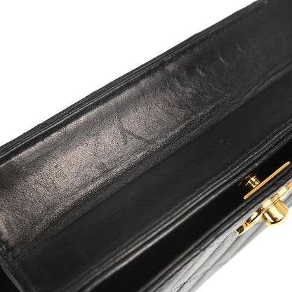 Chanel Black Lambskin Turnlock Mini Full Flap Shoulder Bag