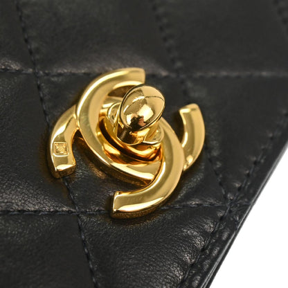 Chanel Black Lambskin Turnlock Mini Full Flap Shoulder Bag