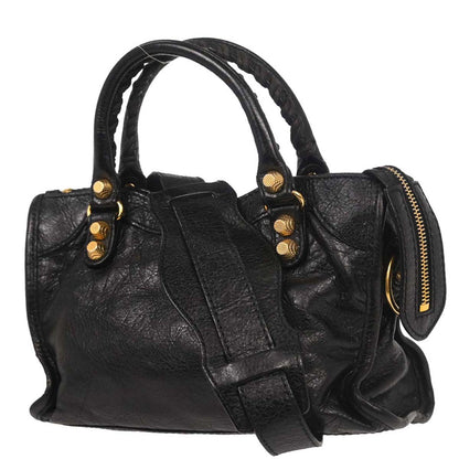 Balenciaga Black Lambskin The City Mini 2way Shoulder Handbag