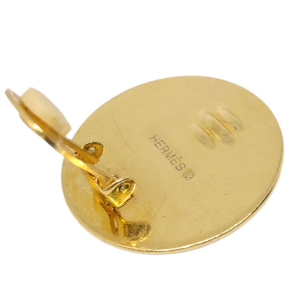 Hermes Gold Enamel Cloisonne Ware Clip-On Earrings