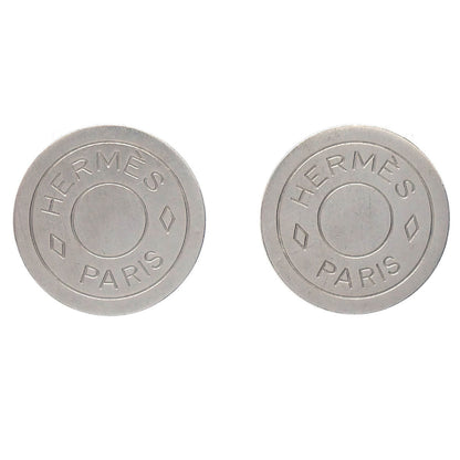 Hermes Bijouterie Fantaisie Clip-On Earrings Button Silver