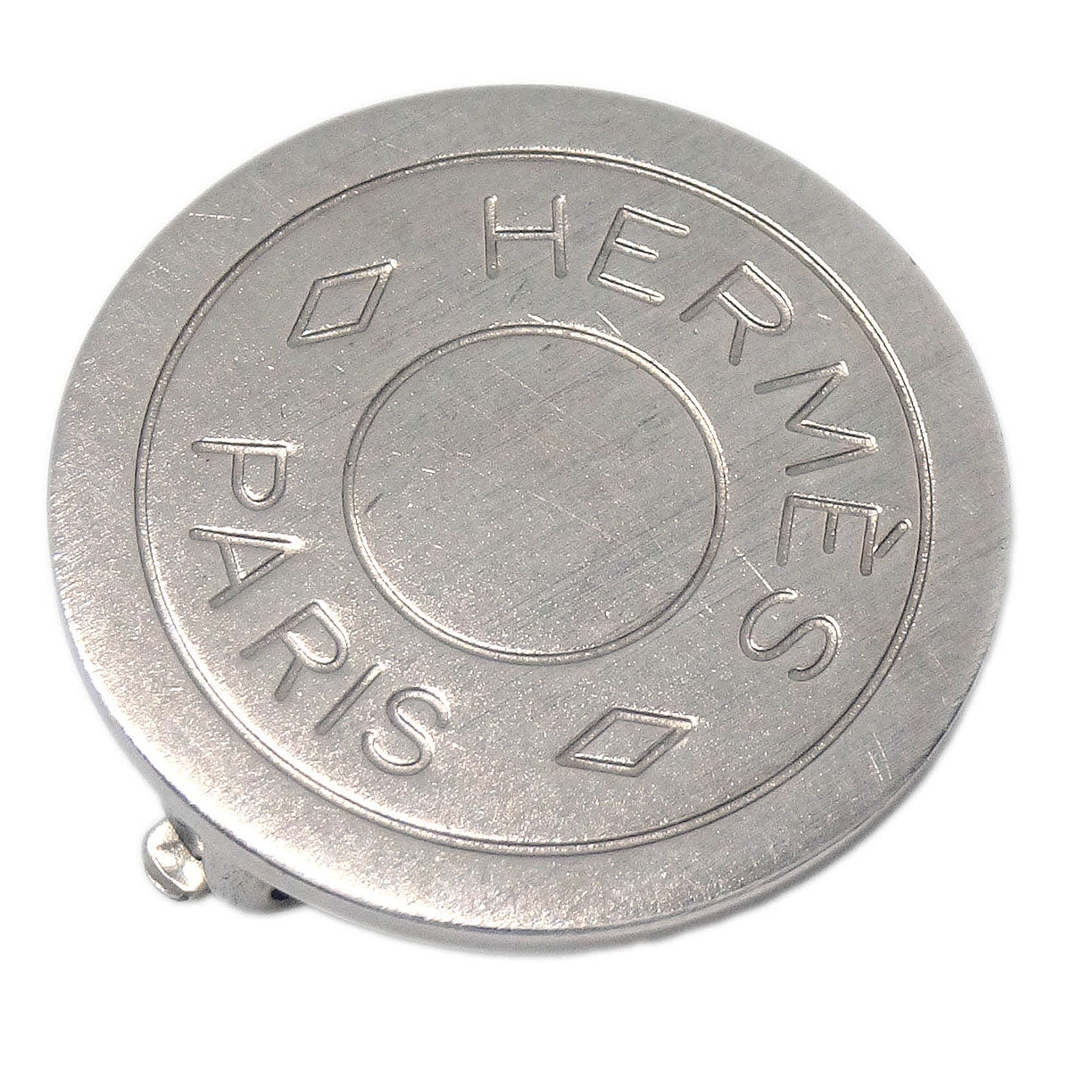 Hermes Bijouterie Fantaisie Clip-On Earrings Button Silver