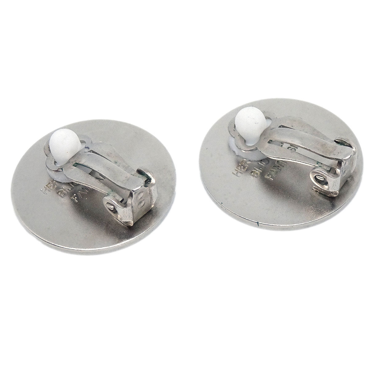 Hermes Bijouterie Fantaisie Clip-On Earrings Button Silver