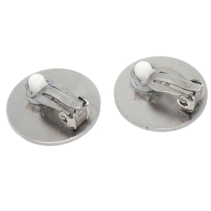 Hermes Bijouterie Fantaisie Clip-On Earrings Button Silver
