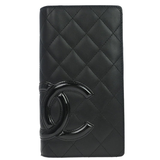 Chanel 2006-2008 Black Calfskin Cambon Ligne Long Wallet