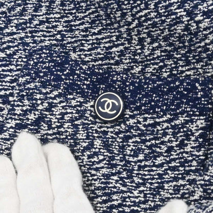 Chanel 1997 Setup Suit Jacket Skirt Tweed Navy #40 #42