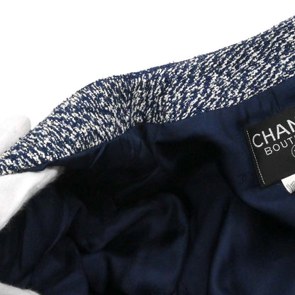 Chanel 1997 Setup Suit Jacket Skirt Tweed Navy #40 #42