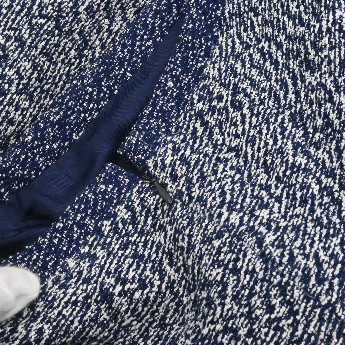 Chanel 1997 Setup Suit Jacket Skirt Tweed Navy #40 #42