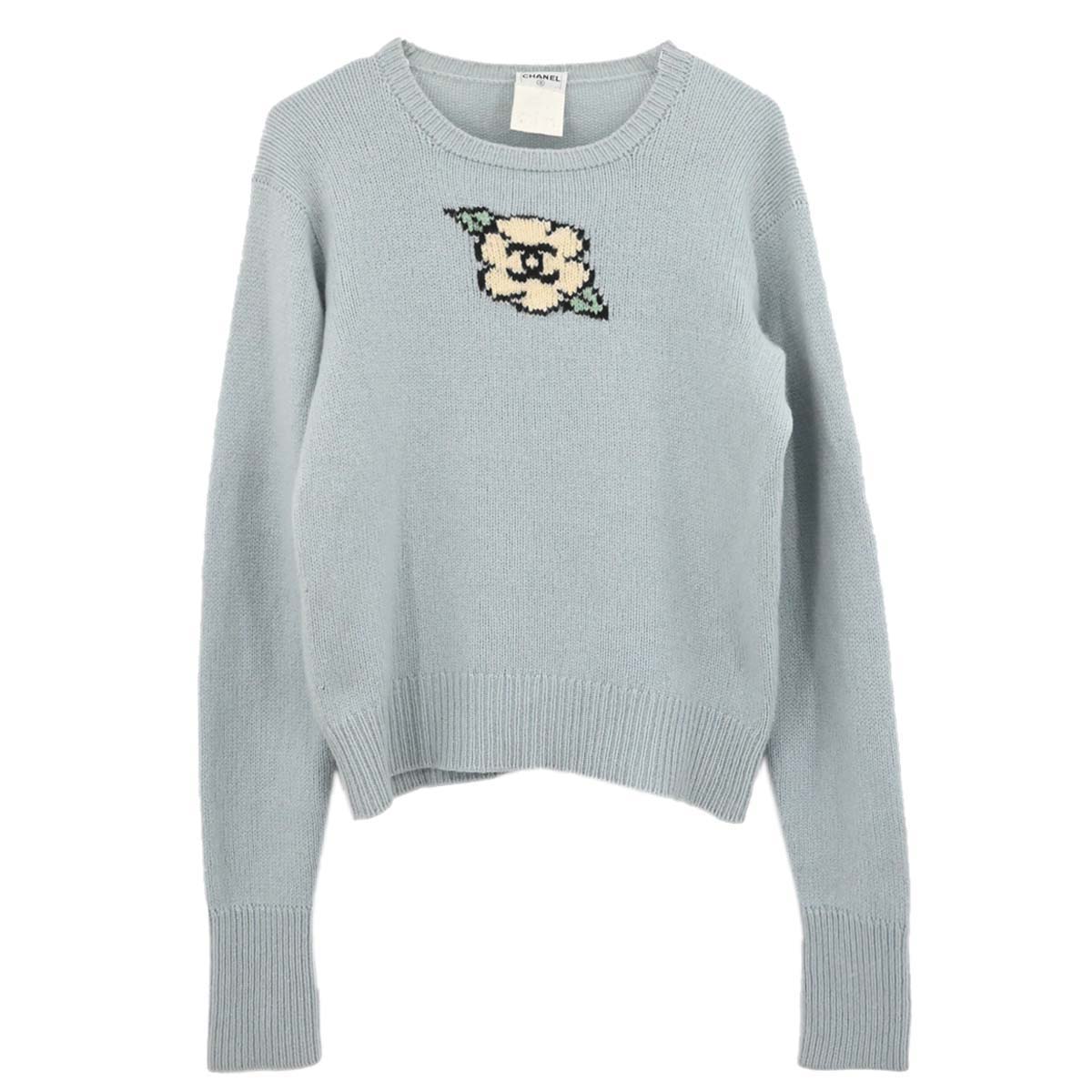 Chanel 1995 Sweater Knit Top Light Blue #44