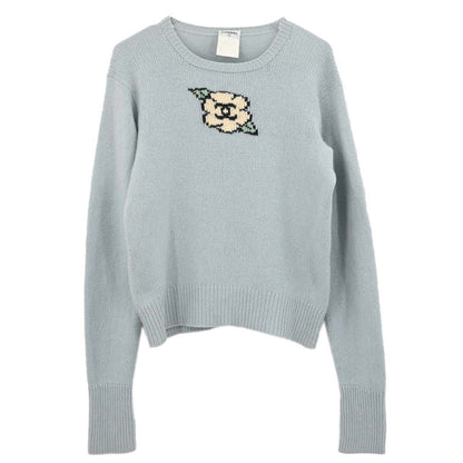 Chanel 1995 Sweater Knit Top Light Blue #44