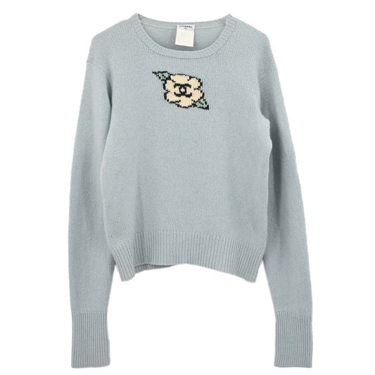 Chanel 1995 Sweater Knit Top Light Blue #44