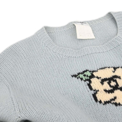 Chanel 1995 Sweater Knit Top Light Blue #44