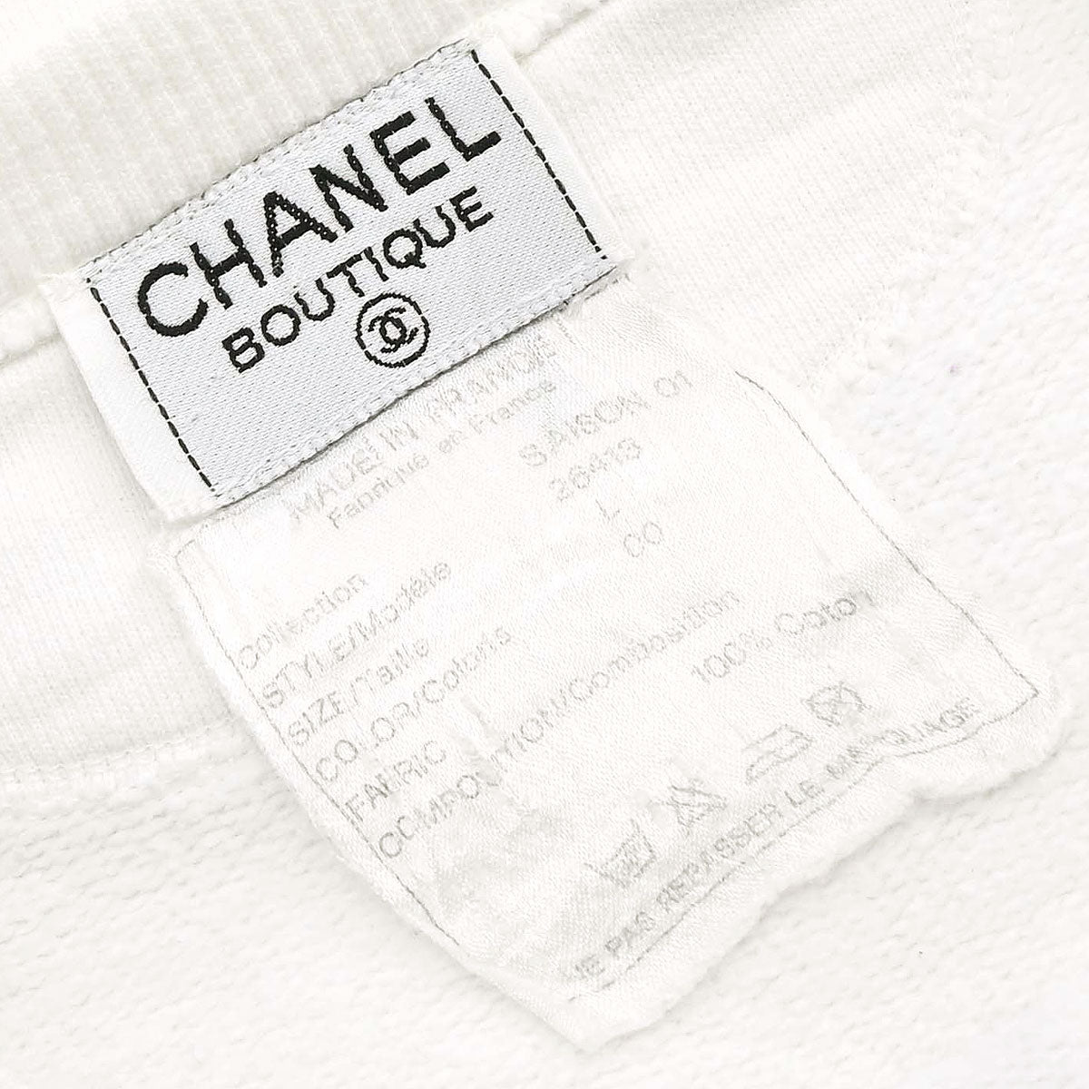 Chanel Long Sleeve Top Sweater White SAISON01 #L