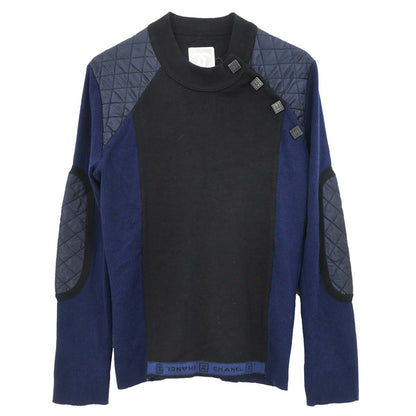 Chanel 2004 Sport Line Sweater Knit Top Black Navy #42