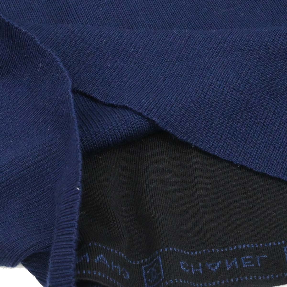 Chanel 2004 Sport Line Sweater Knit Top Black Navy #42