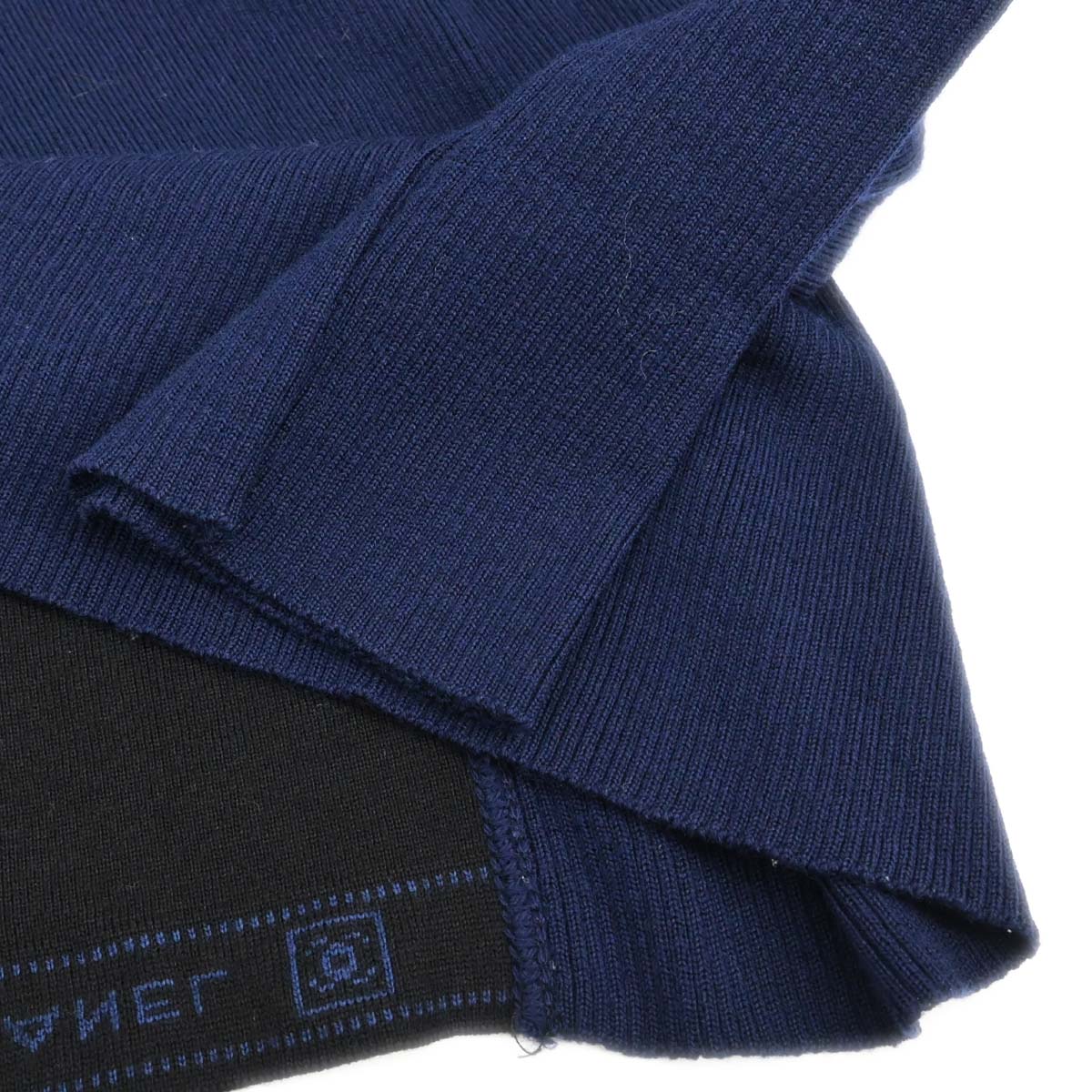 Chanel 2004 Sport Line Sweater Knit Top Black Navy #42