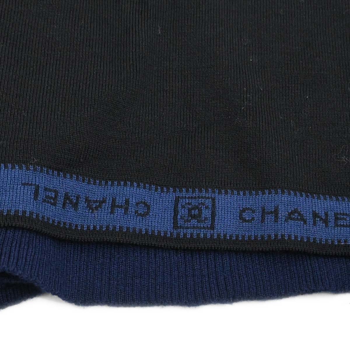 Chanel 2004 Sport Line Sweater Knit Top Black Navy #42