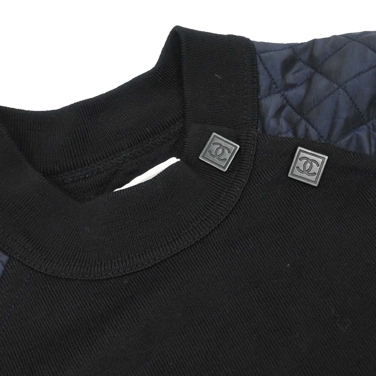 Chanel 2004 Sport Line Sweater Knit Top Black Navy #42
