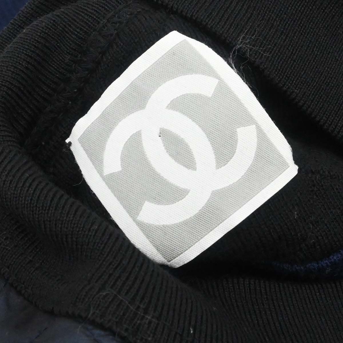 Chanel 2004 Sport Line Sweater Knit Top Black Navy #42