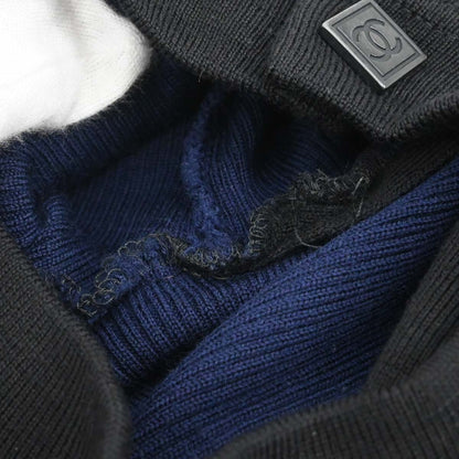Chanel 2004 Sport Line Sweater Knit Top Black Navy #42