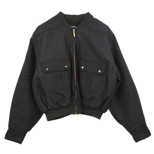Chanel Zip Up Jacket Black