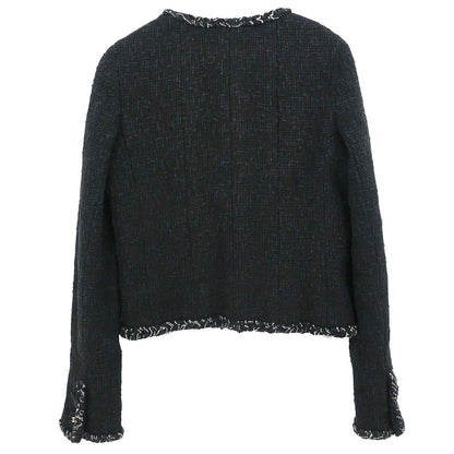 Chanel 2007 Single Breasted Collarless Jacket Black #36