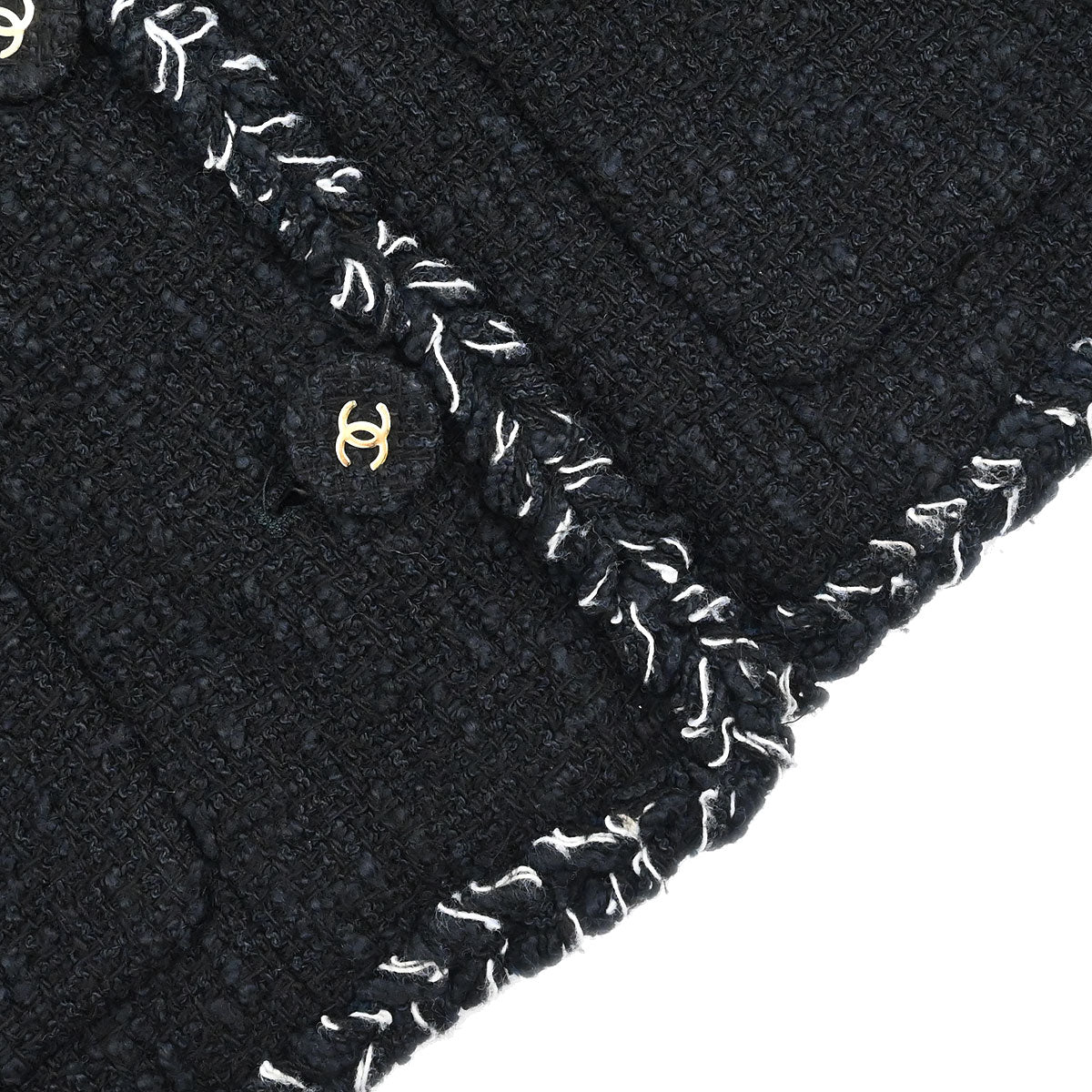 Chanel 2007 Single Breasted Collarless Jacket Black #36
