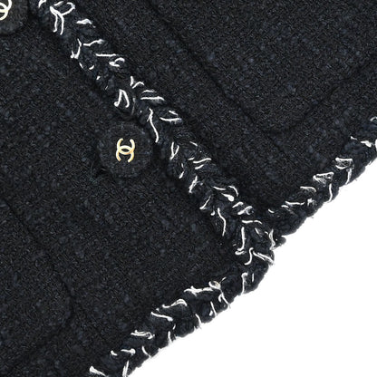 Chanel 2007 Single Breasted Collarless Jacket Black #36