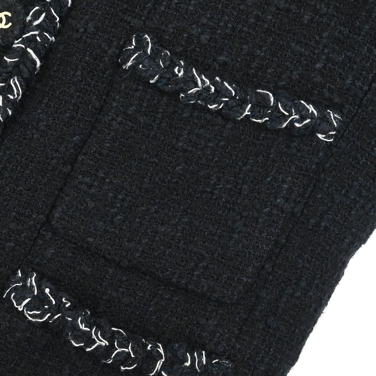 Chanel 2007 Single Breasted Collarless Jacket Black #36