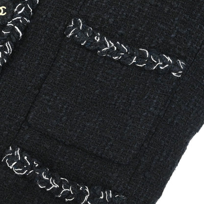 Chanel 2007 Single Breasted Collarless Jacket Black #36