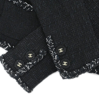 Chanel 2007 Single Breasted Collarless Jacket Black #36