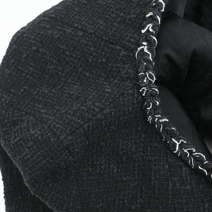 Chanel 2007 Single Breasted Collarless Jacket Black #36