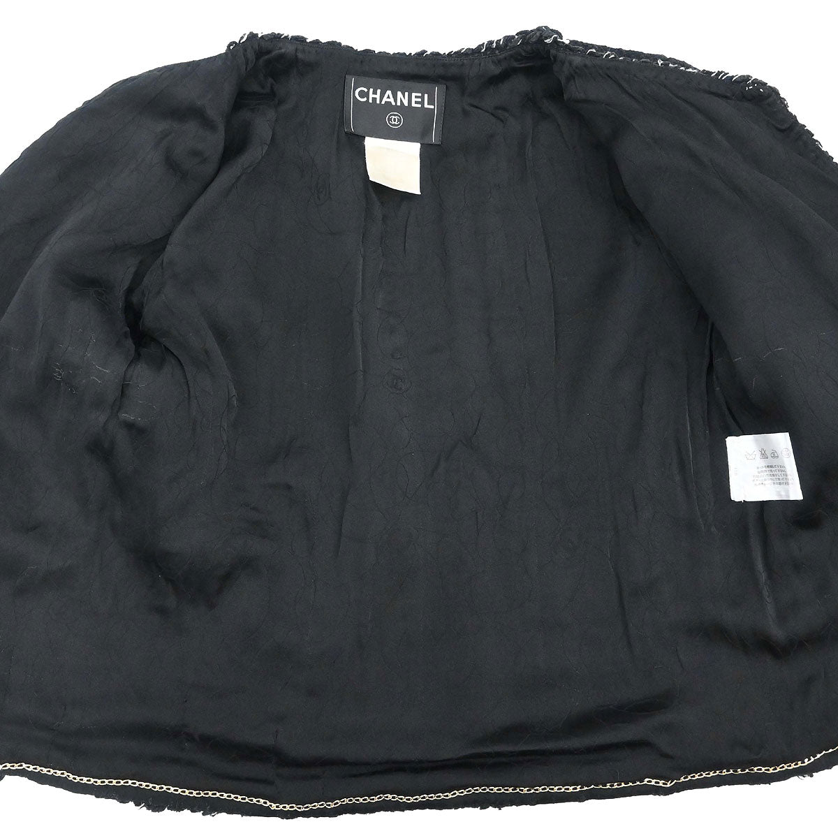 Chanel 2007 Single Breasted Collarless Jacket Black #36