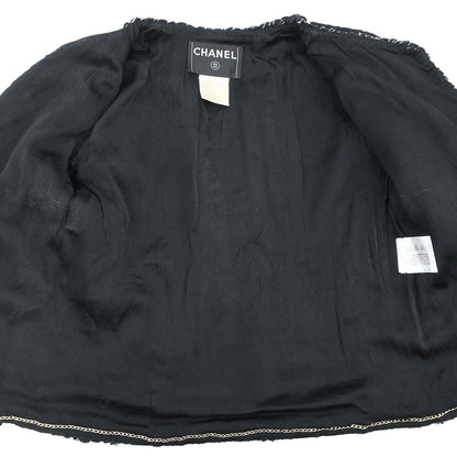 Chanel 2007 Single Breasted Collarless Jacket Black #36