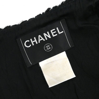Chanel 2007 Single Breasted Collarless Jacket Black #36