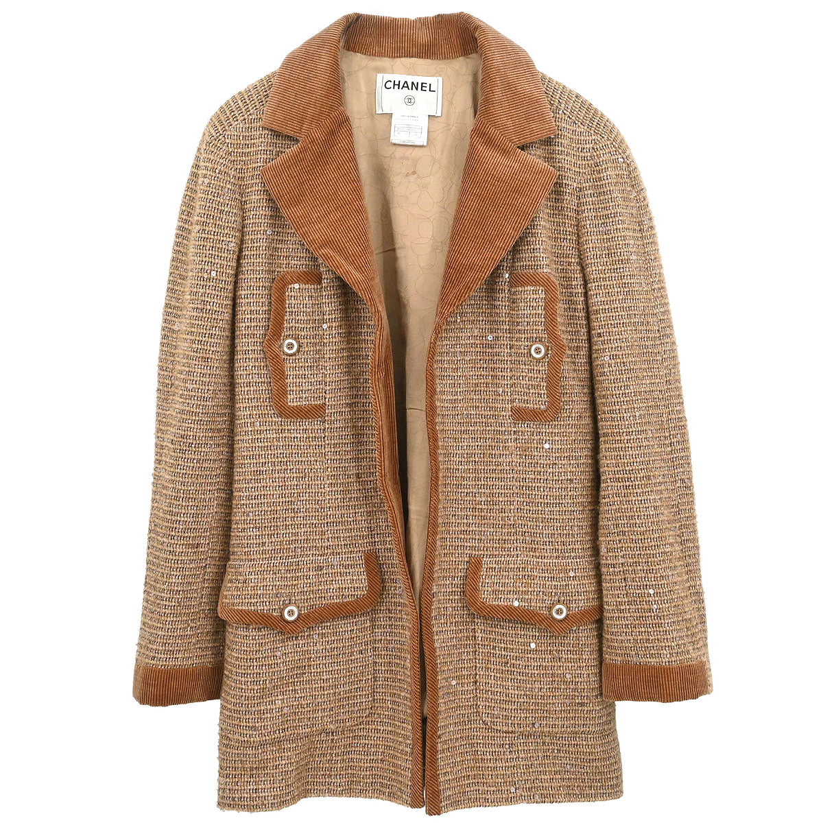 Chanel 2003 Jacket Coat Tweed Brown #44