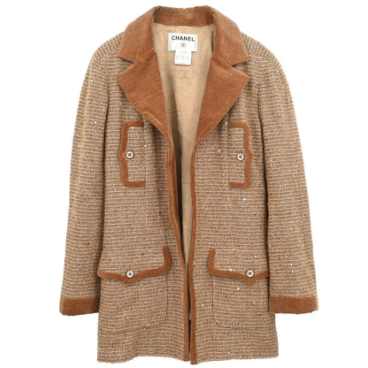 Chanel 2003 Jacket Coat Tweed Brown #44