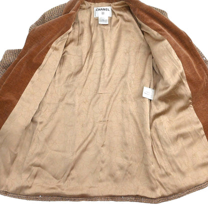 Chanel 2003 Jacket Coat Tweed Brown #44