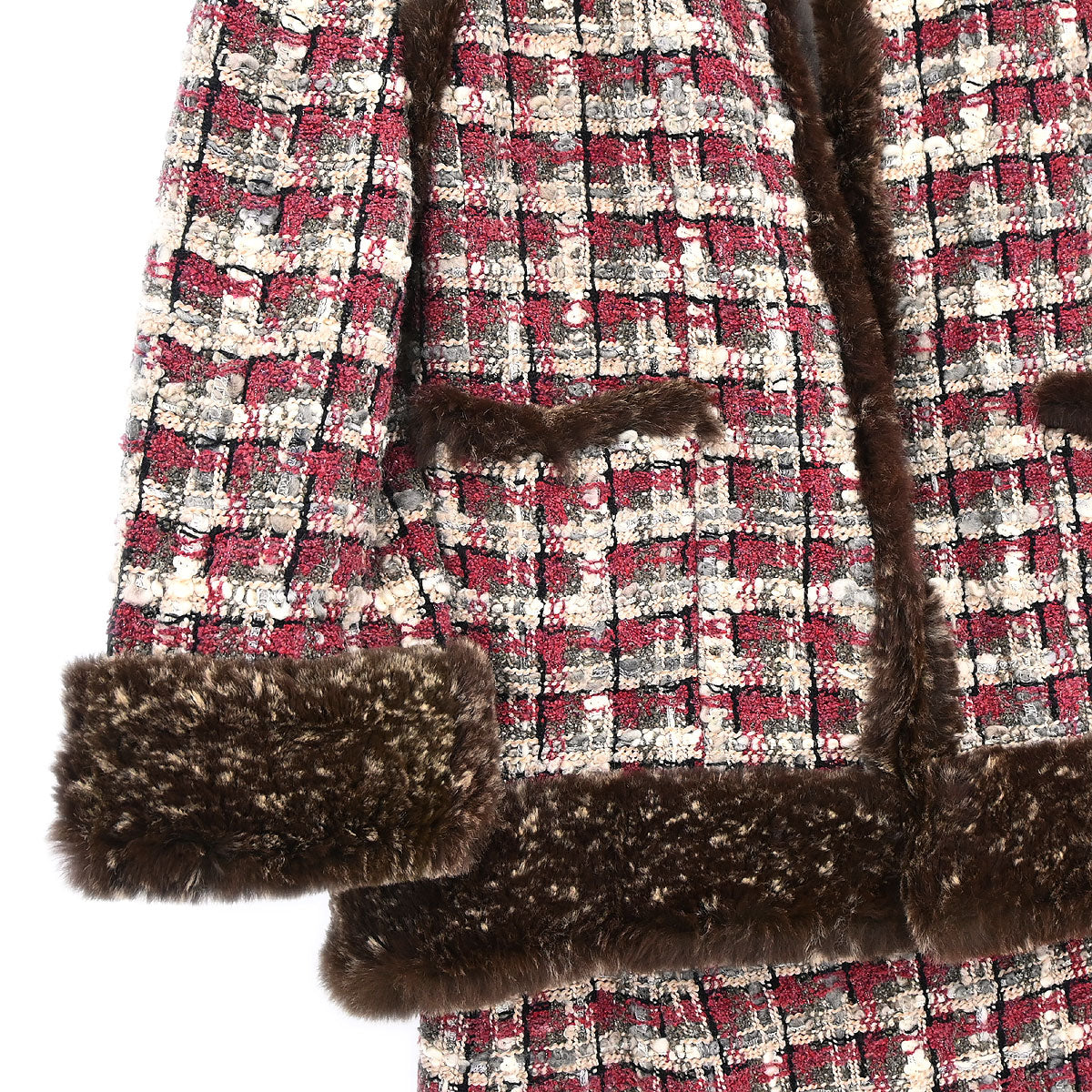 Chanel 2005 Setup Suit Jacket Skirt Tweed Brown #36