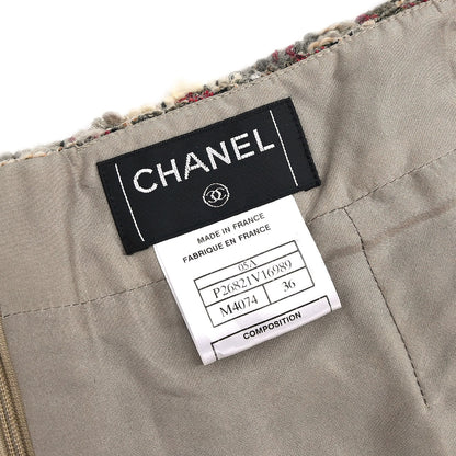Chanel 2005 Setup Suit Jacket Skirt Tweed Brown #36