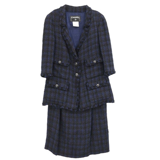 Chanel 2007 Setup Suit Jacket Skirt Navy #38