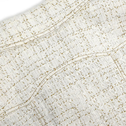 Chanel 2001 Setup Suit Jacket Skirt Tweed White #38