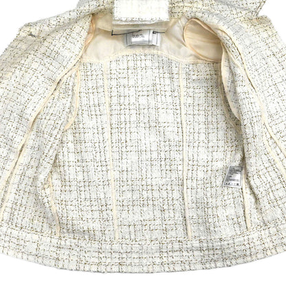 Chanel 2001 Setup Suit Jacket Skirt Tweed White #38