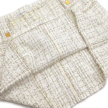 Chanel 2001 Setup Suit Jacket Skirt Tweed White #38