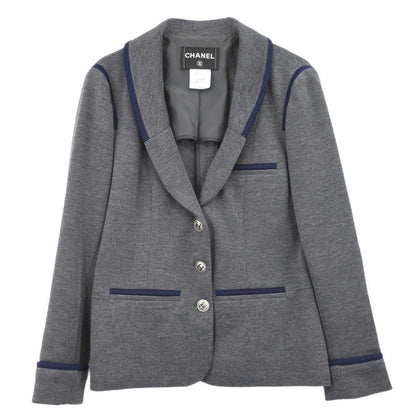 Chanel 2010 Single Breasted Jacket Gray #44