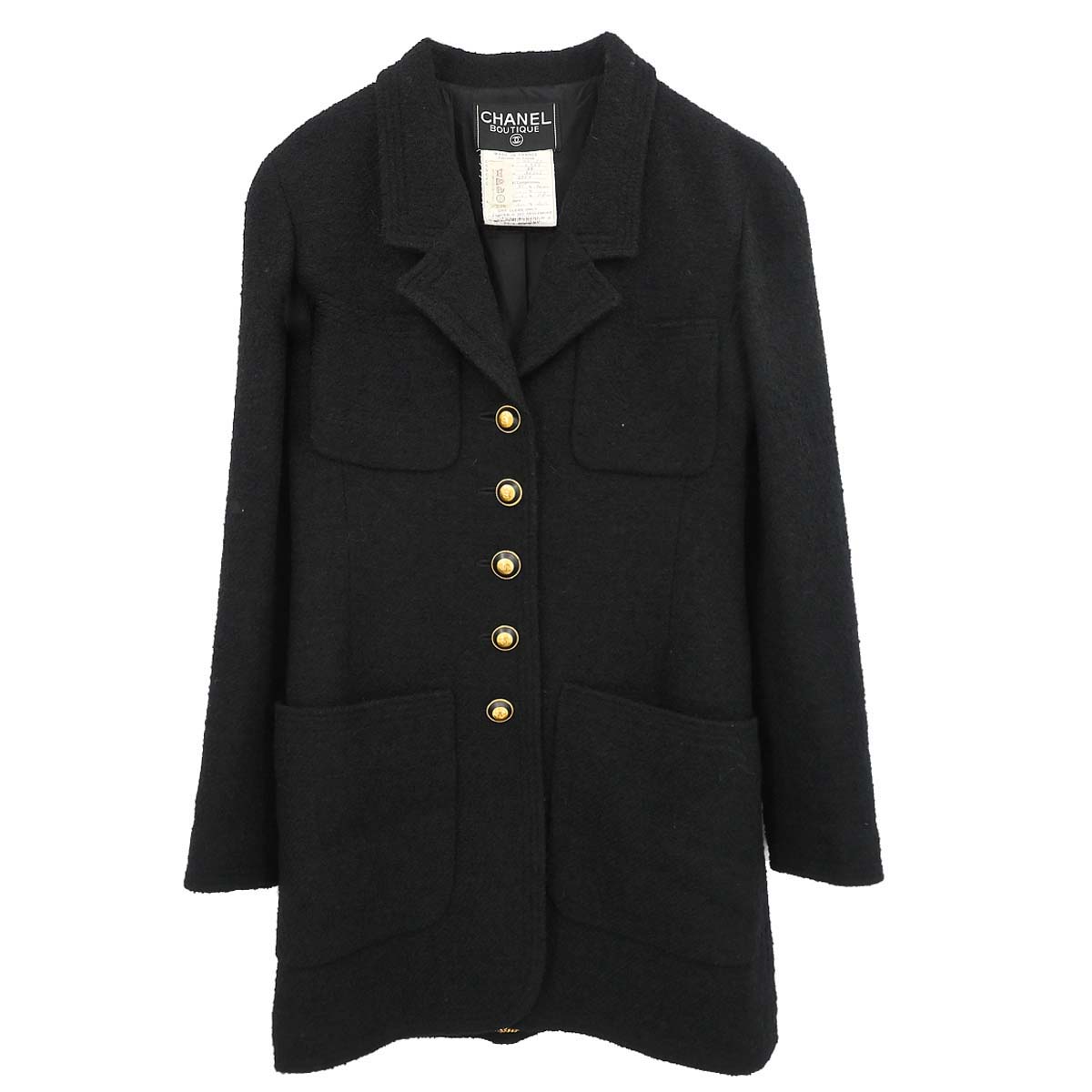 Chanel Single Breasted Jacket Black #38