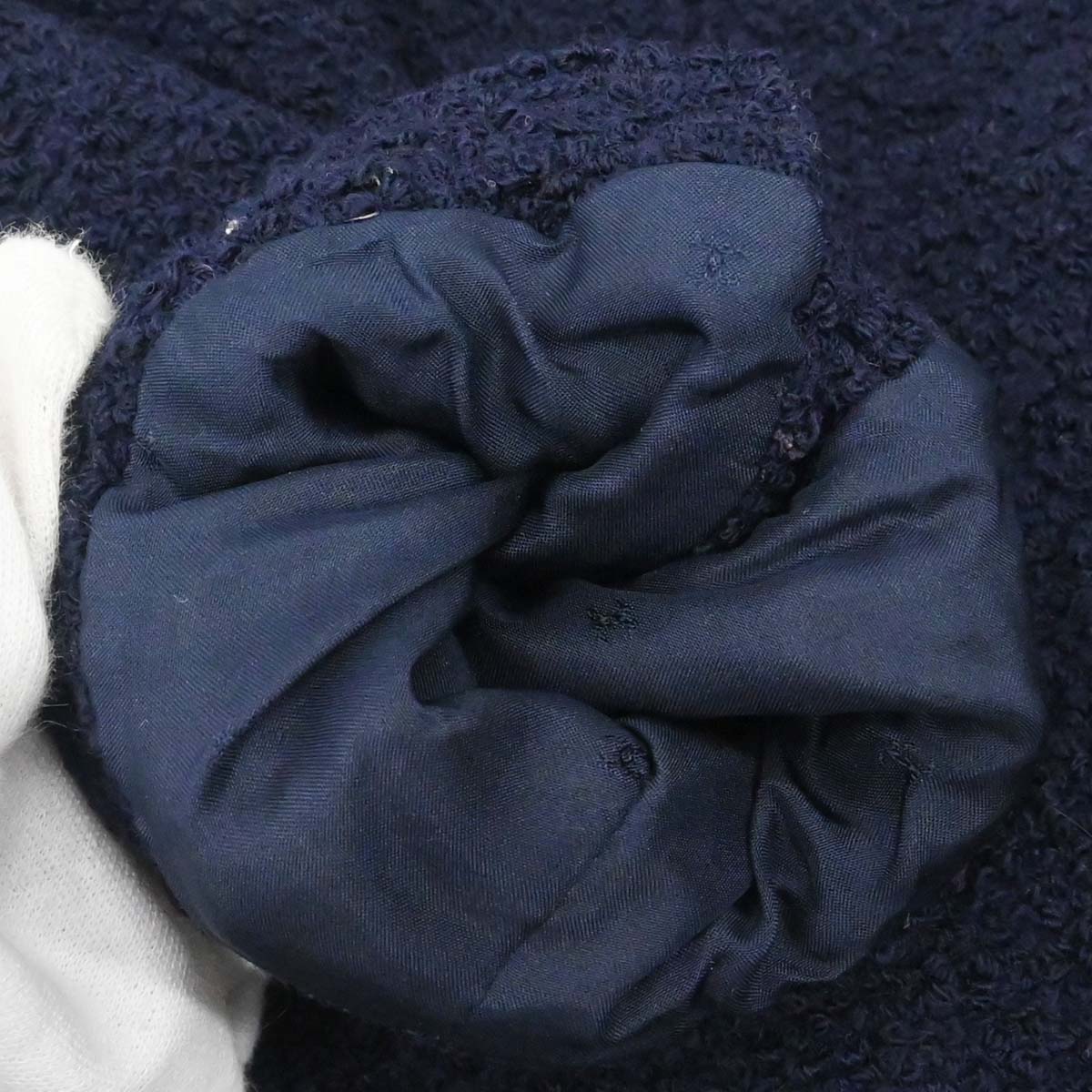 Chanel Single Breasted Collarless Jacket Navy