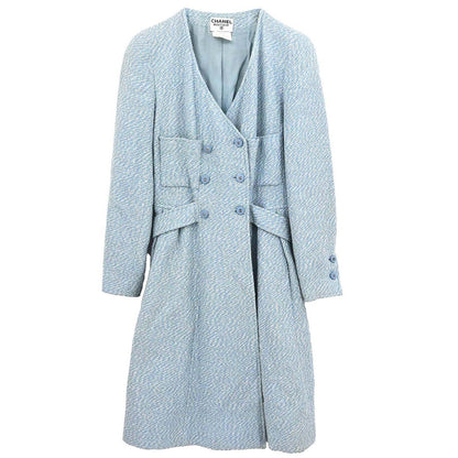 Chanel 1996 Tweed Coat Light Blue #42