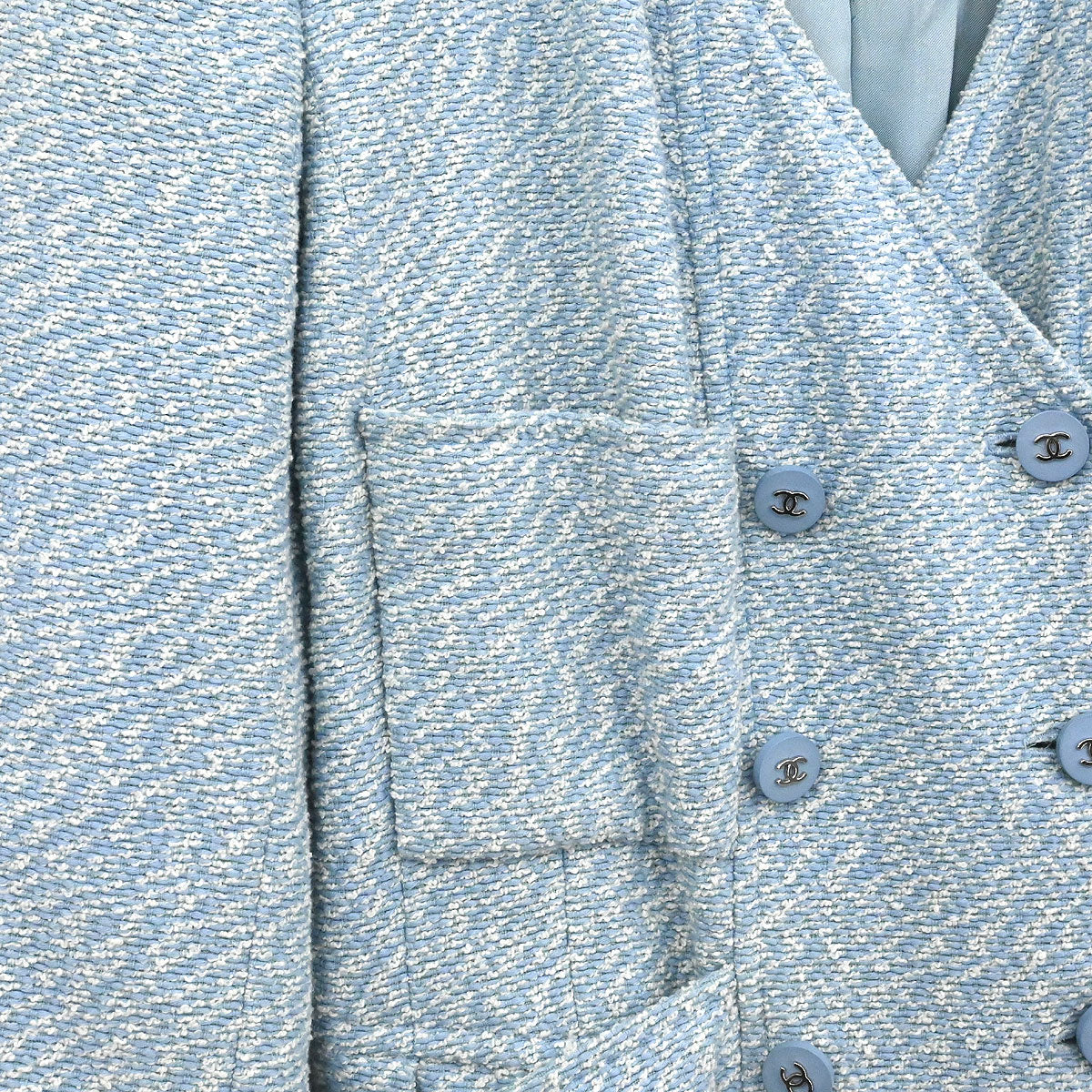 Chanel 1996 Tweed Coat Light Blue #42