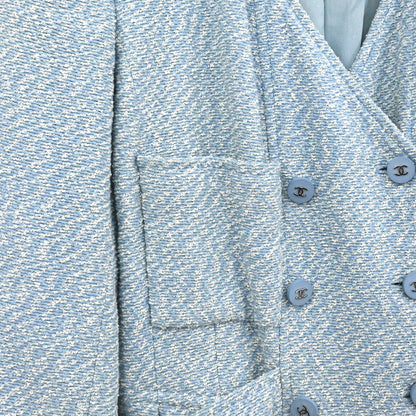 Chanel 1996 Tweed Coat Light Blue #42